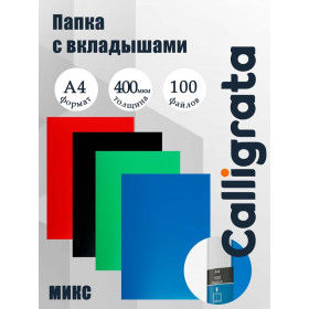 Папка формат А4 с 100 прозрачными файлами МИКС