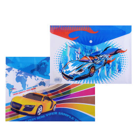Папка канцелярская Car, 26х36 см, на кнопке, пластиковая