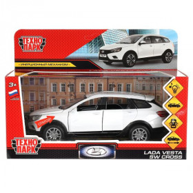 Машина металл свет-звук LADA VESTA SW CROSS 17,5 см, двери, инерц бел, Технопарк