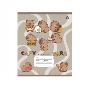 Тетрадь 12л клетка мелов "Capybara copybook" ассорти (5диз) 60г/м2