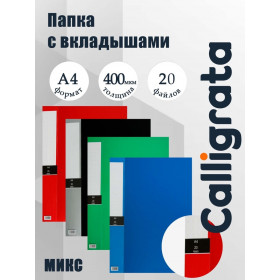 Папка формат А4 с 20 прозрачными файлами  МИКС