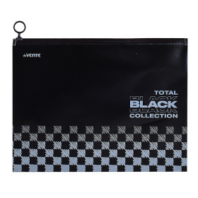 Папка на молнии с расширением "TOTAL BLACK" A4 (320x240х25 мм) 180 мкм, непрозрачная черная с дизайн