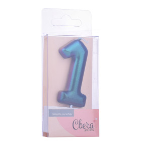 Свеча Цифра, 1, Фантом, Хамелеон, 4*6 + 2,5 см, 1 шт. с держателем