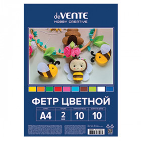 Фетр А4 2мм 10л 10цв "Яркие цвета" е/п