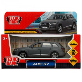 Машина металл AUDI Q7 МАТОВЫЙ длина 12 см, двер, багаж, инерц, серый,Технопарк