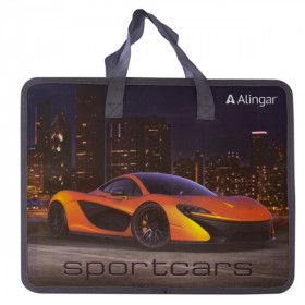 Папка А4 пластик молния сверху/ручки тесьма/бок 9см "Sportcars"